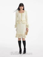 Flowering Girl Women lace top bodycon skirt suit in ivory