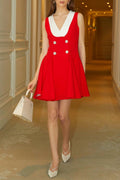 Flowering Girl Women Isabelle Red V-Neck Flared Mini Dress