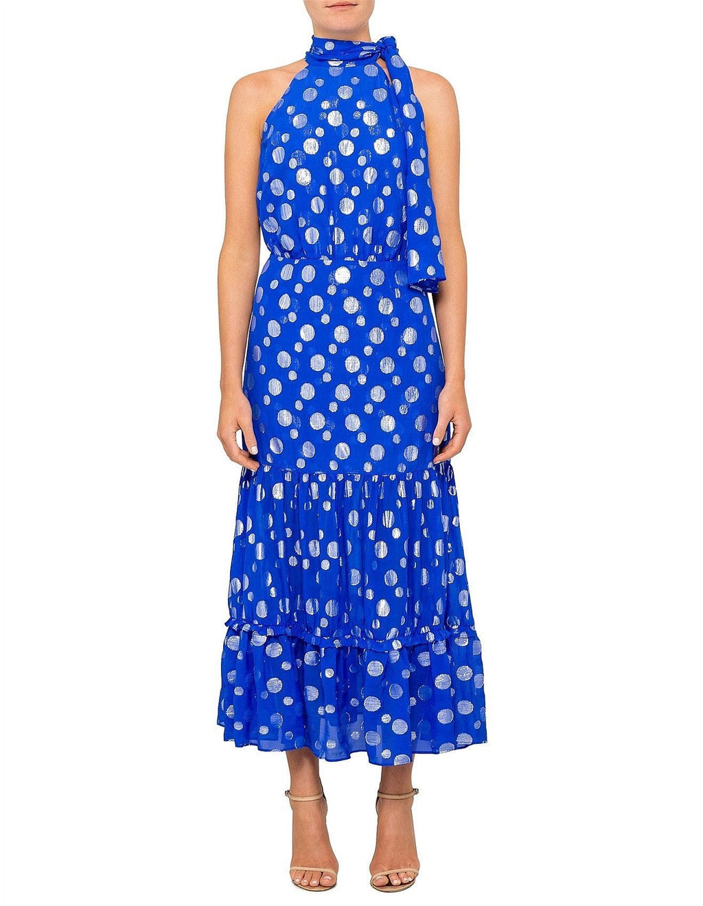 Flowering Girl Women ELEANOR HALTER METALLIC midi DRESS