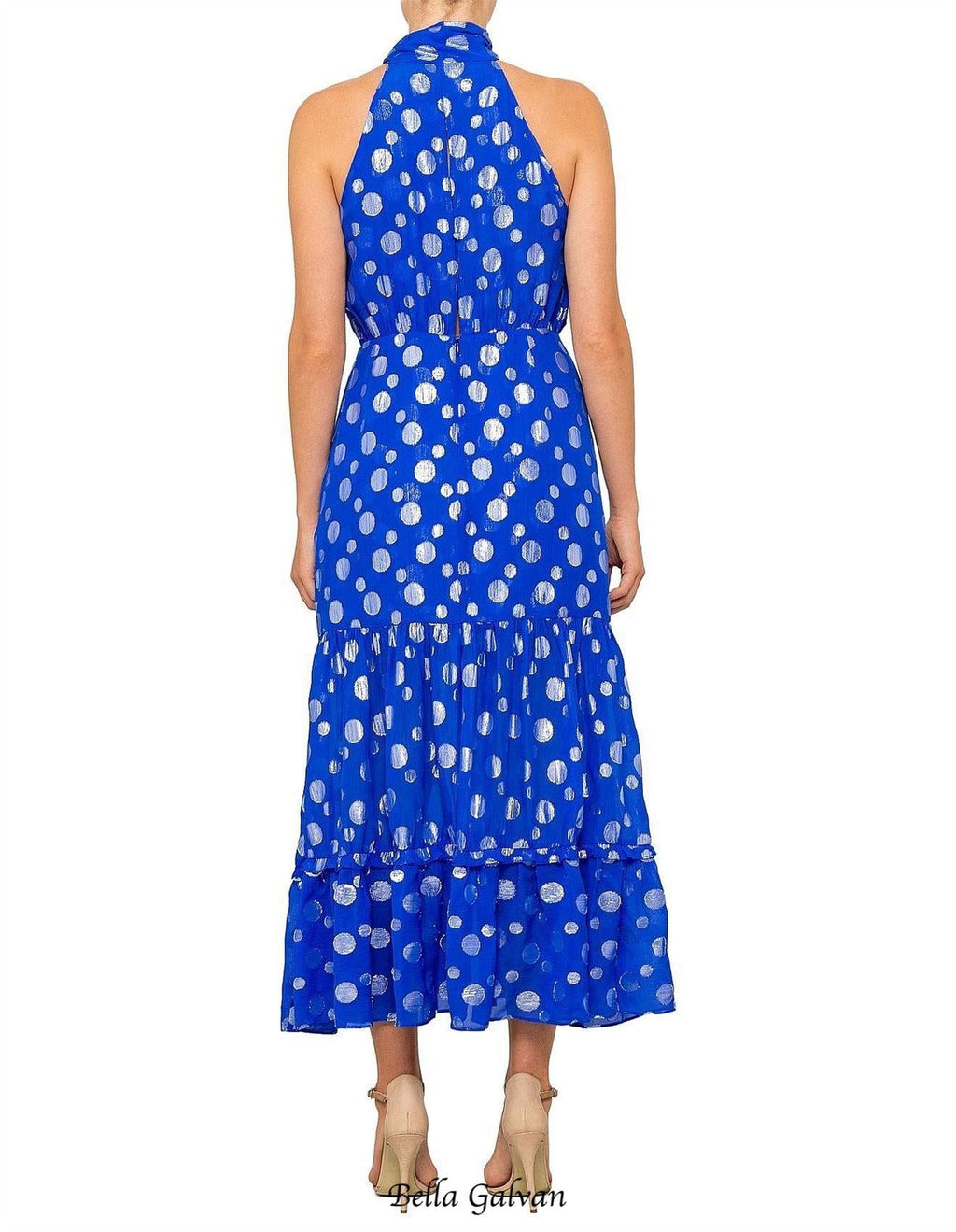 Flowering Girl Women ELEANOR HALTER METALLIC midi DRESS