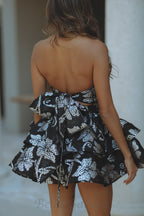 Flowering Girl Women floral halter mini dress in silver