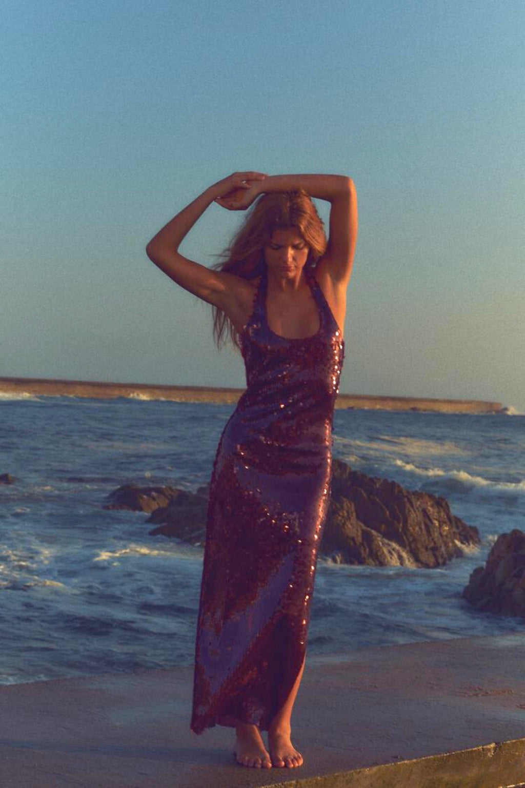 Flowering Girl Women Sequin Halter Dress