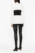 Flowering Girl Women Kamryn Paneled Mesh Blazer - White