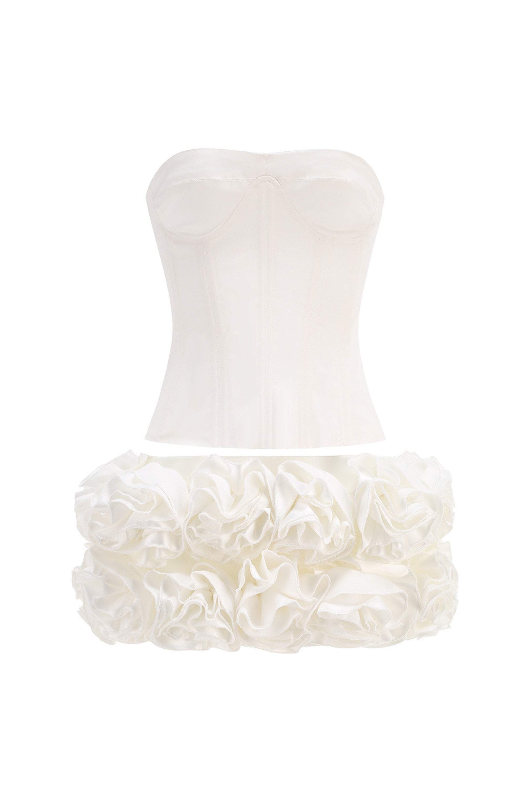 Flowering Girl Women Clegg White Corset Flower Two-Piece Set