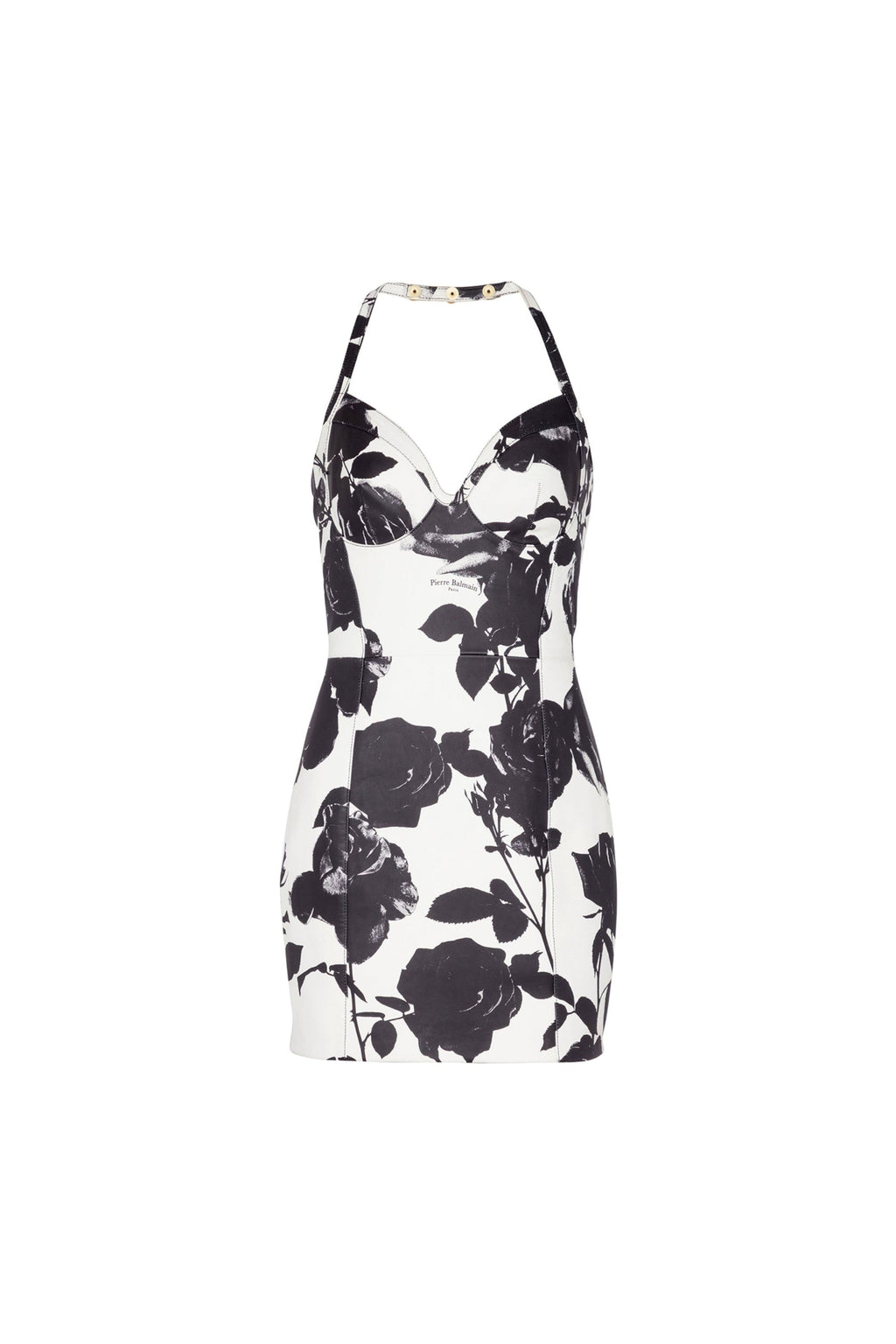 Flowering Girl Women Tabitha Two-Tone Floral-Print Leather Mini Dress