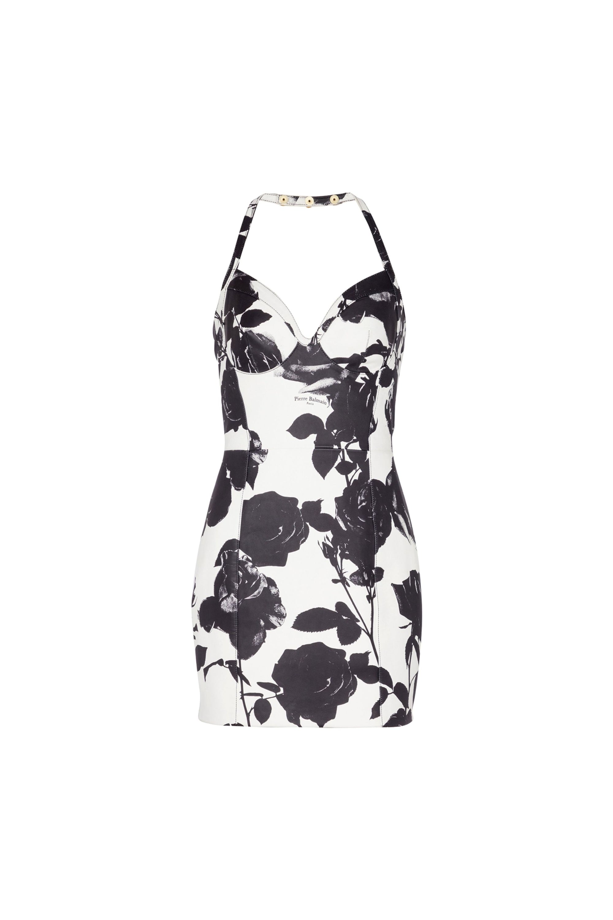 Flowering Girl Women Tabitha Two-Tone Floral-Print Leather Mini Dress