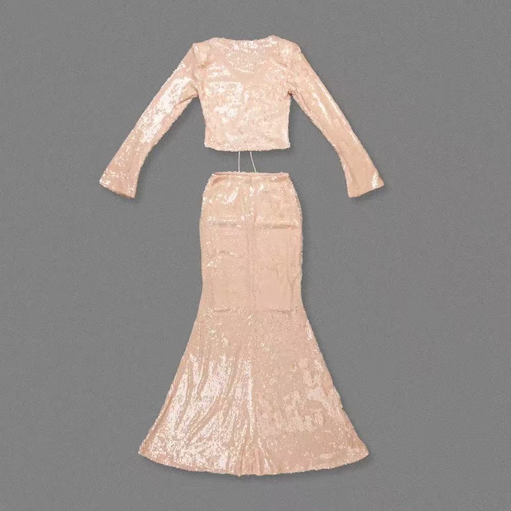 Flowering Girl Women Aubelin Sequin Two Piece Set - Nude