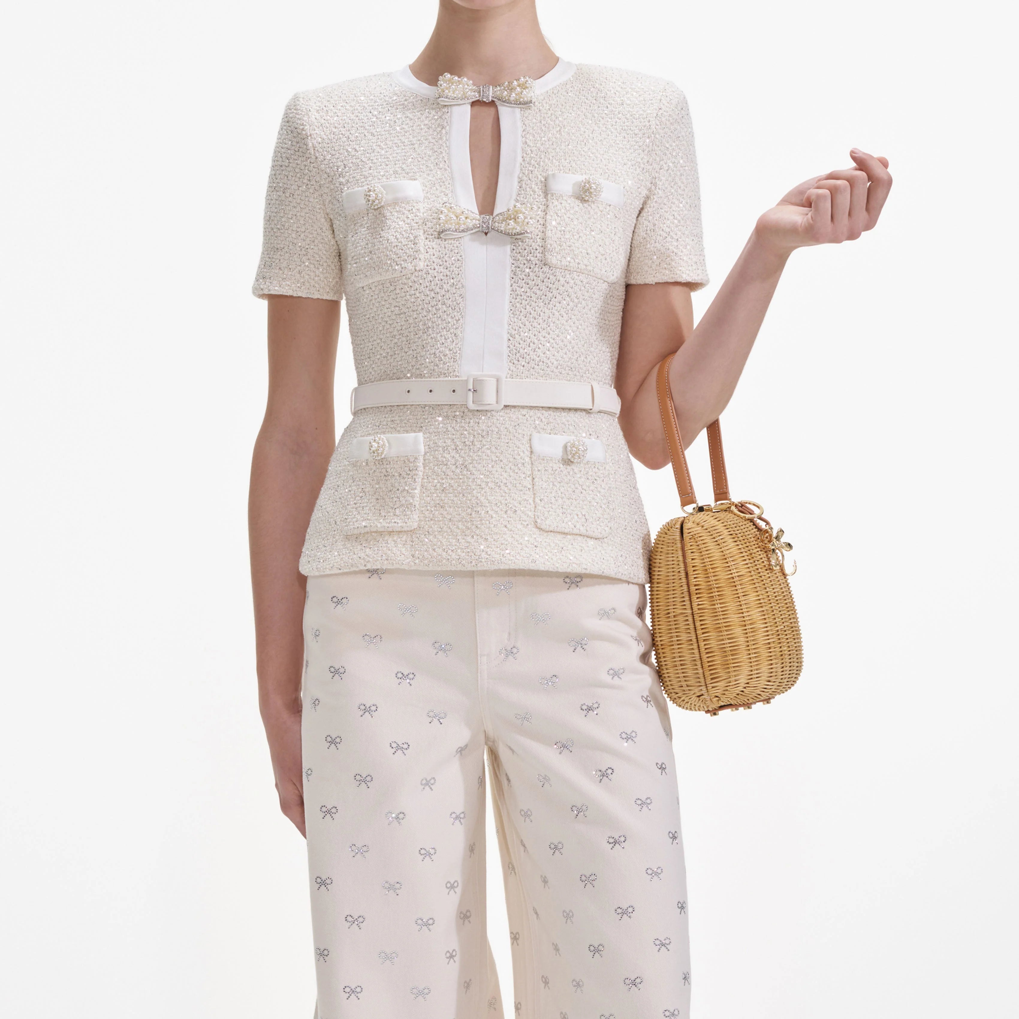 vicky Cream Sequin Knit Top