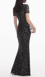 Flowering Girl Women tiffany Crystal embellished Maxi Dress in black