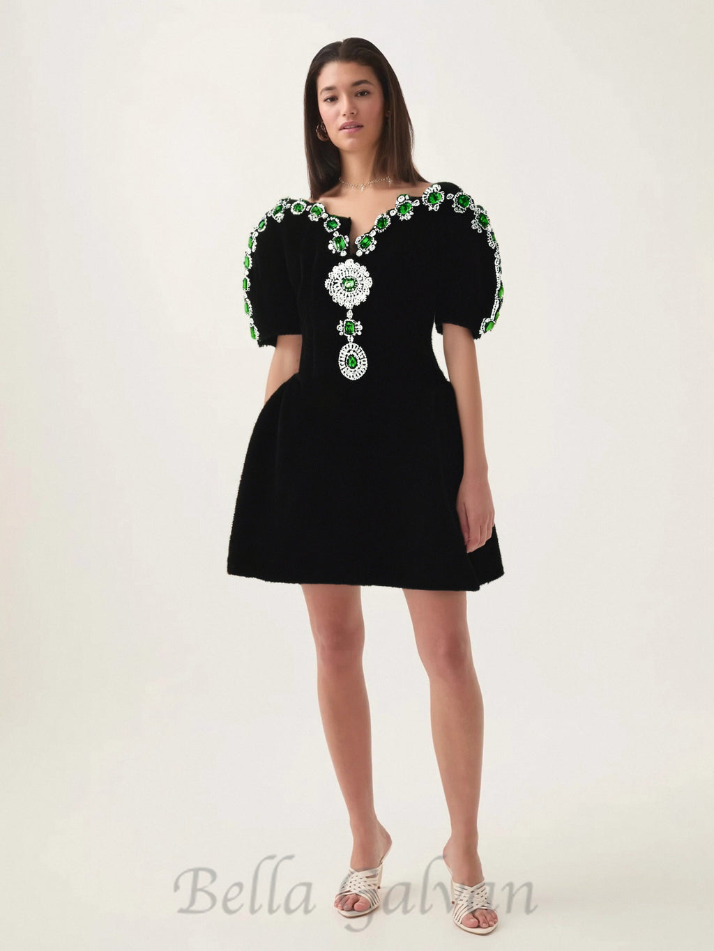 Flowering Girl Women Crystal embellished strapless mini dress in black