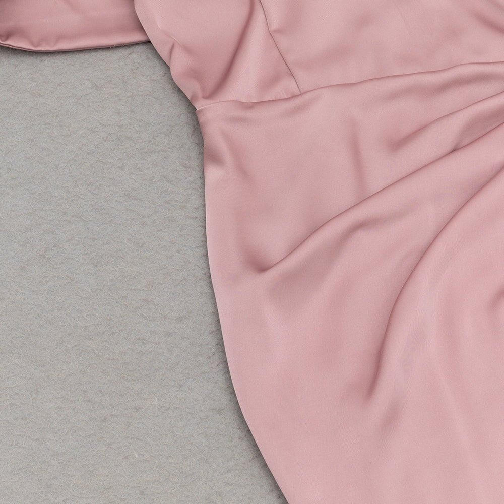 Flowering Girl Women off-shoulder crystal detail satin maxi dress in pink