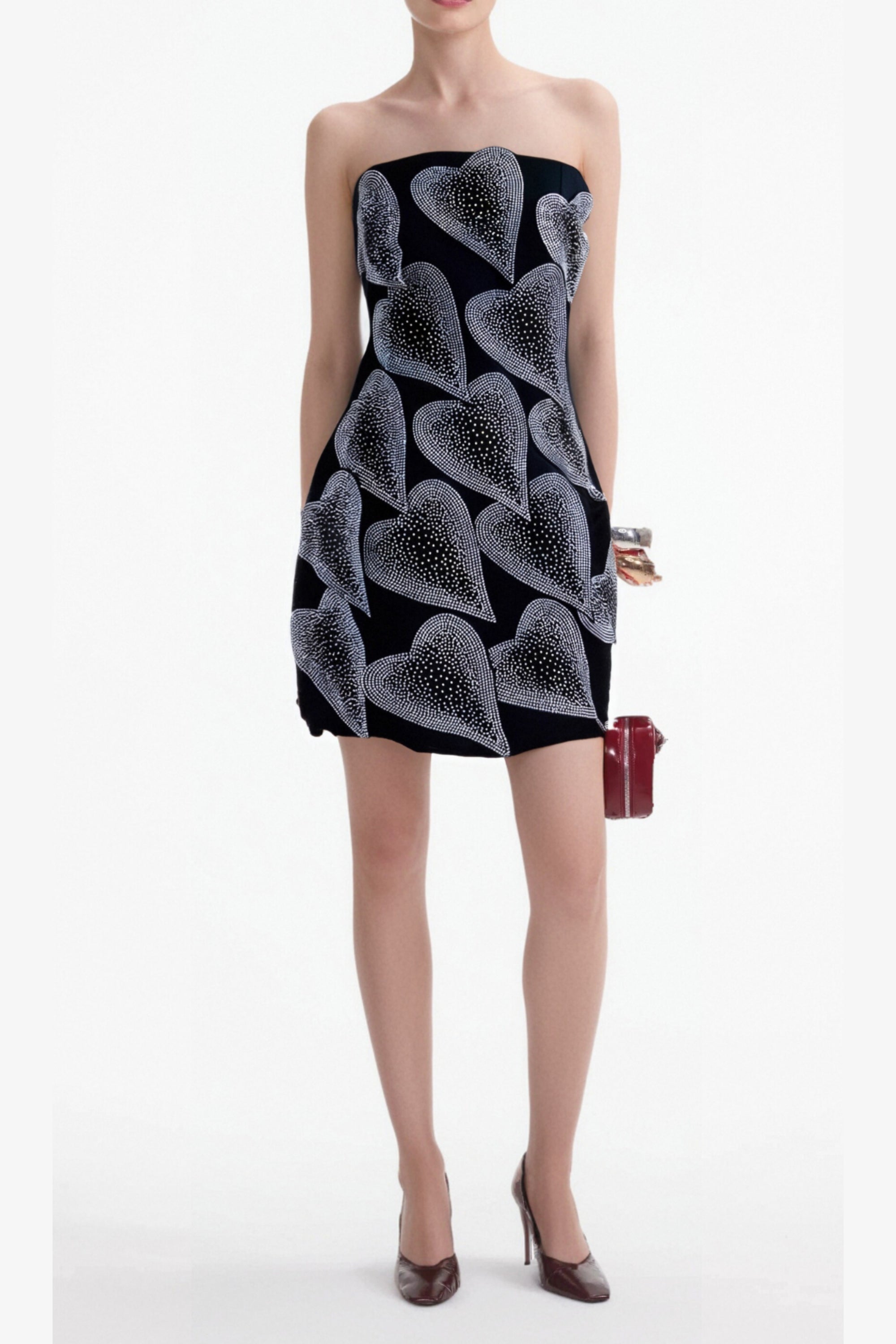 Flowering Girl Women Crystal Leaf Embellished Mini Dress In Black