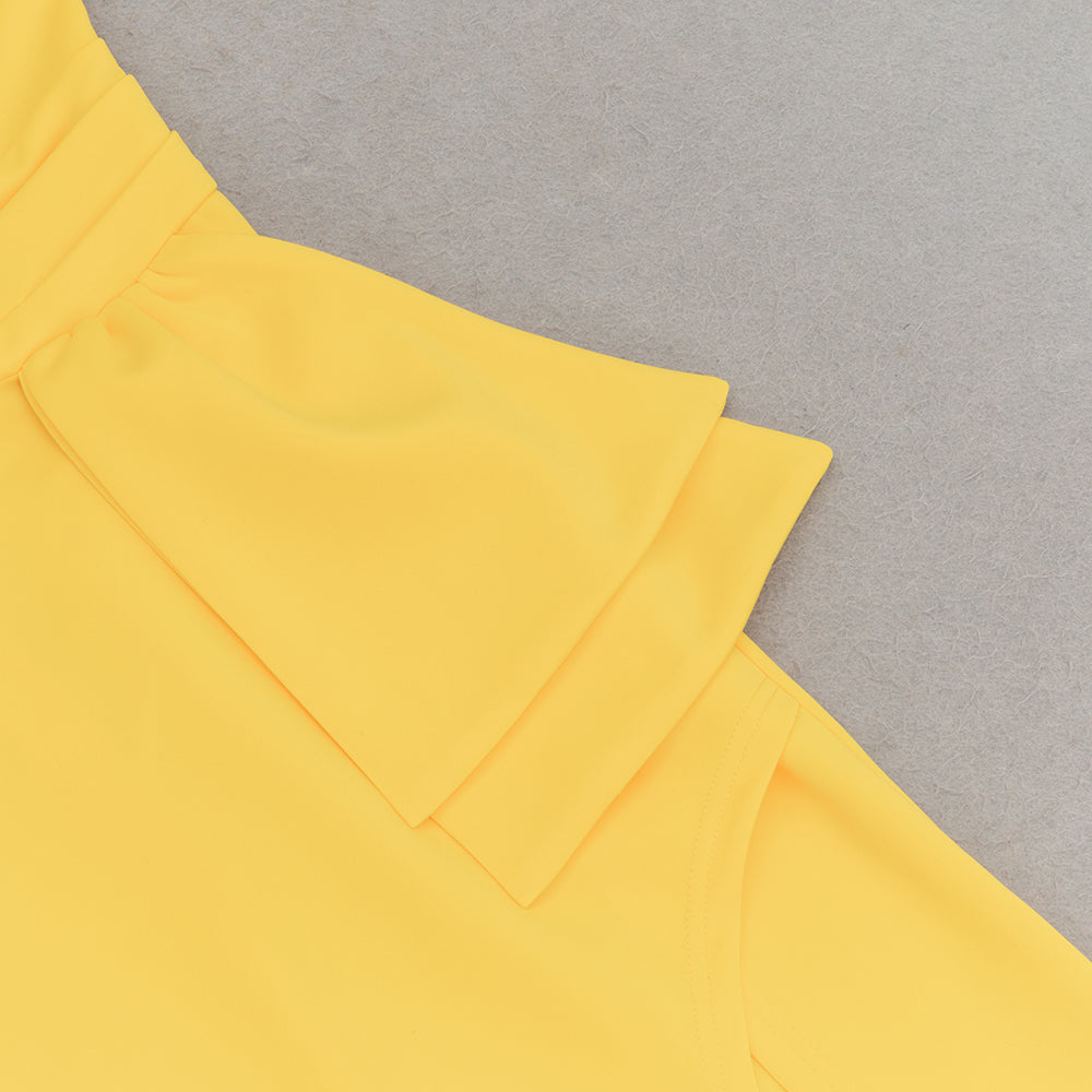 Flowering Girl Women Brook off-shoulder bodycon midi dress in yellow