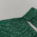 Flowering Girl Women Asymmetric sequin cut out maxi dress in green
