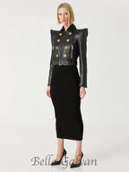 Flowering Girl Women Perfecto cropped leather jacket in black