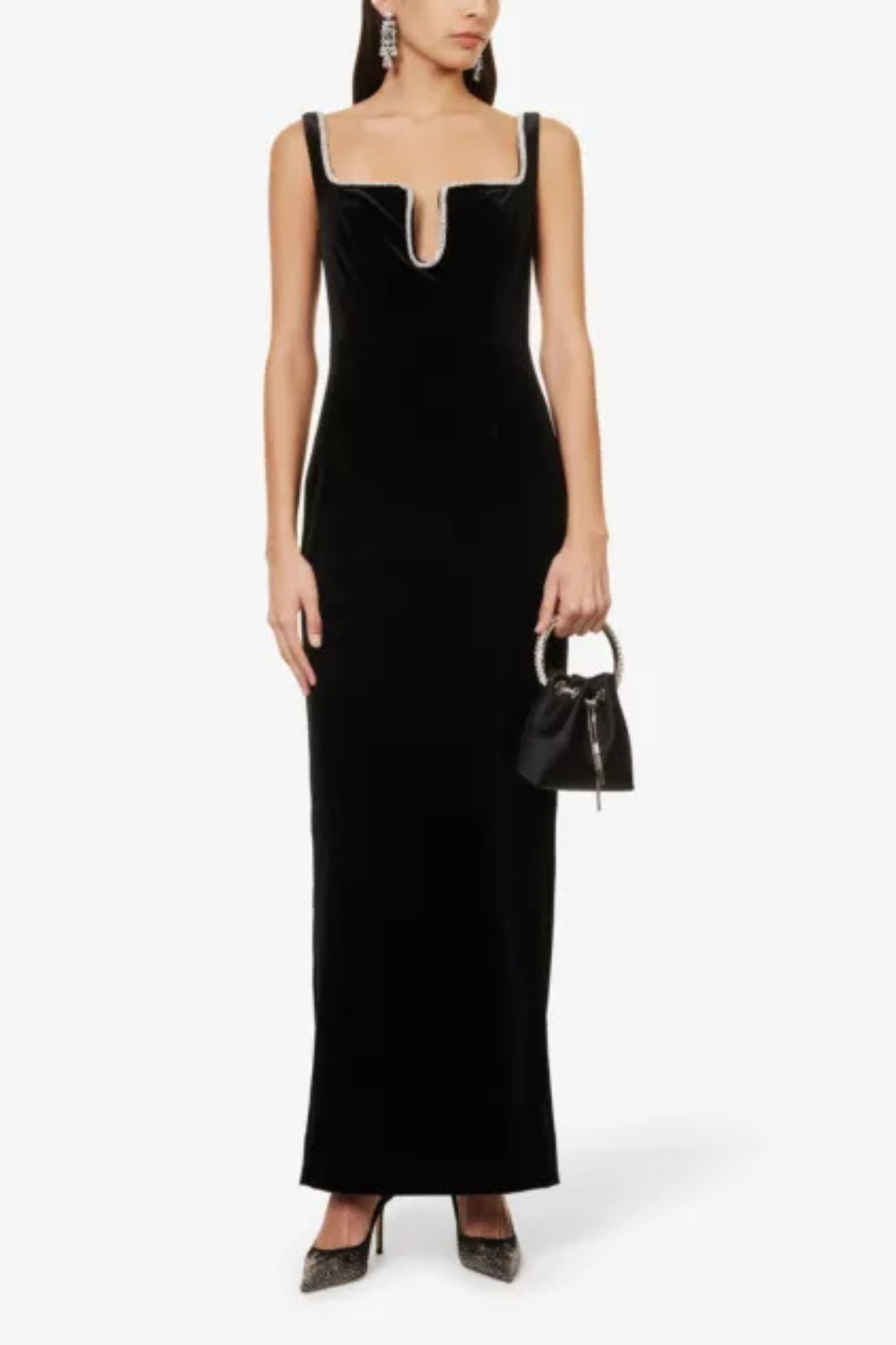 Flowering Girl Women Crystal-Embellished Velvet Maxi Dress