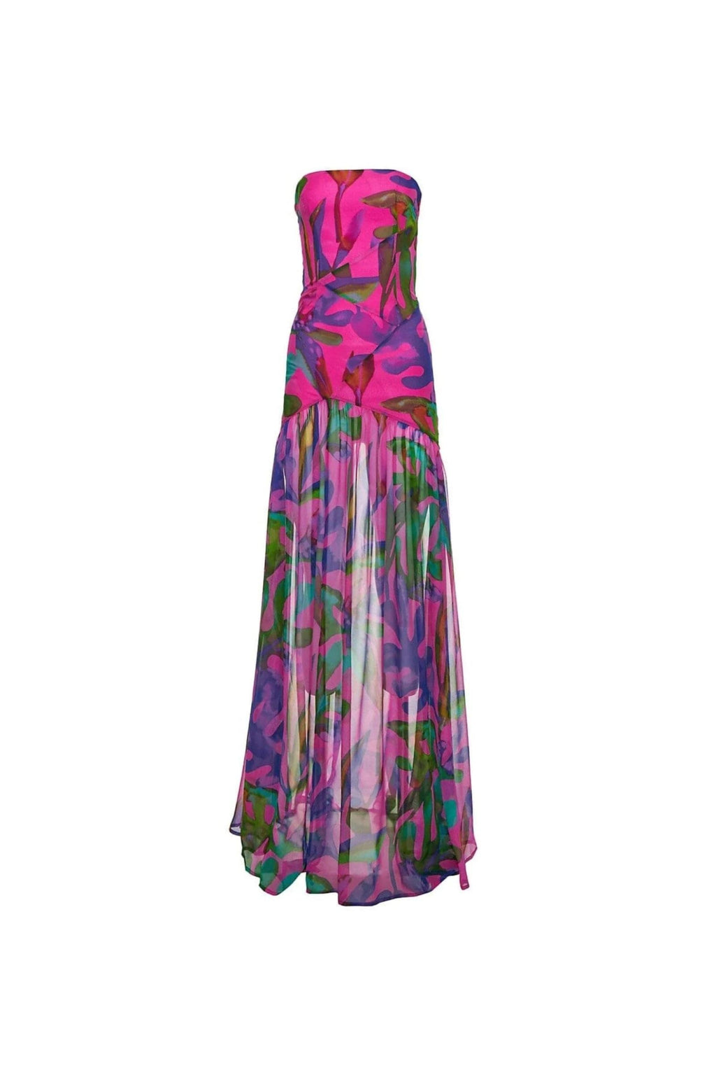 Flowering Girl Women Floral-Print Silk Chiffon Maxi Dress In Red