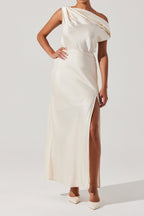 Flowering Girl Women Monroe Satin Off Shoulder Dress