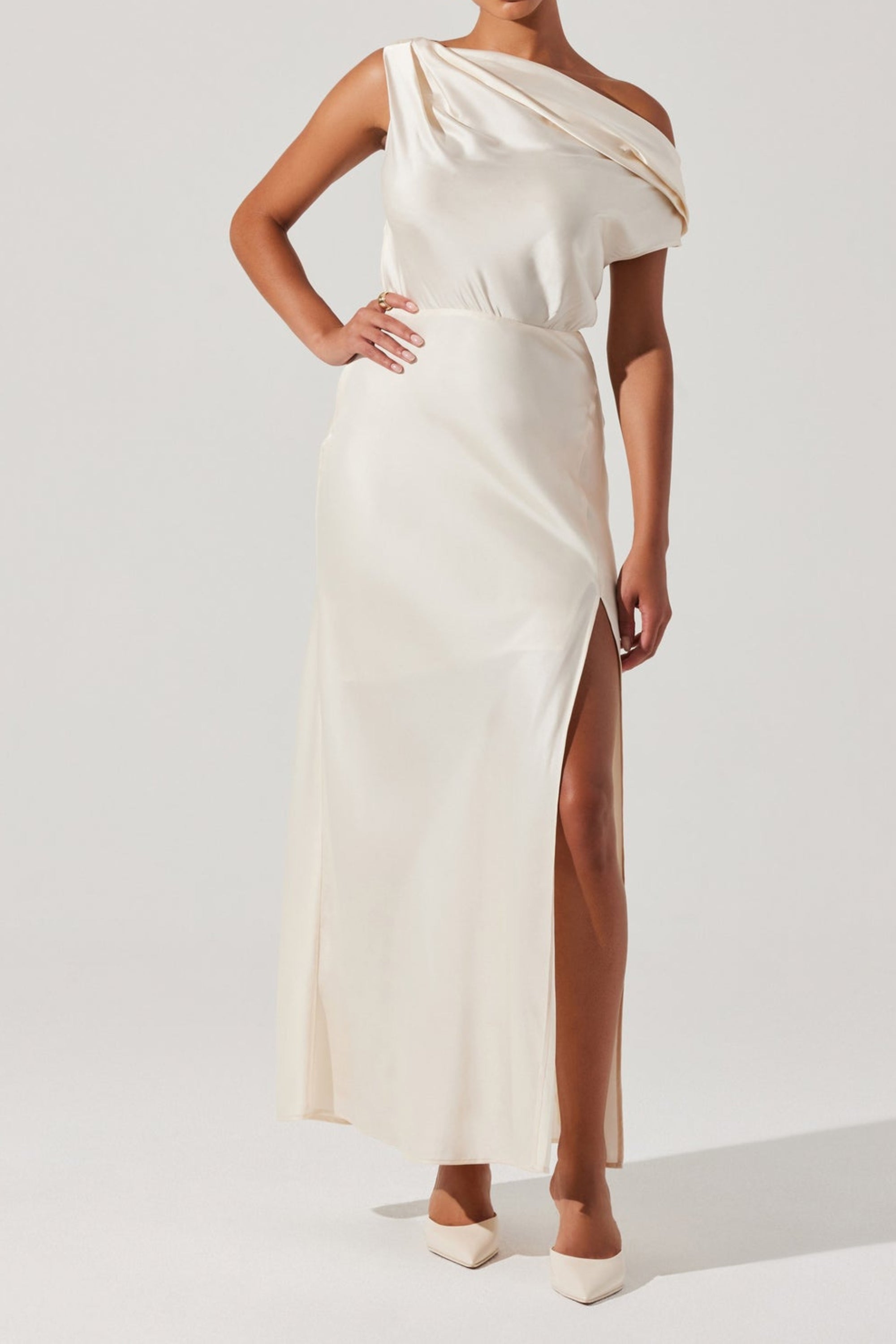 Flowering Girl Women Monroe Satin Off Shoulder Dress