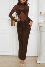 Flowering Girl Women long sleeve split maxi dress