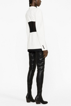 Flowering Girl Women Kamryn Paneled Mesh Blazer - White