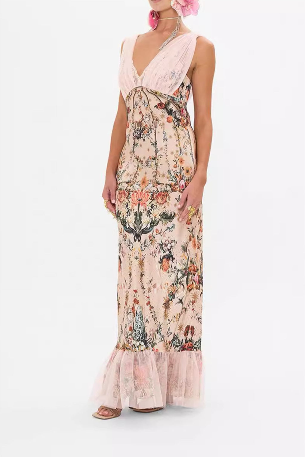 Flowering Girl Women Floral Mermaid Sleeveless Maxi Dresses