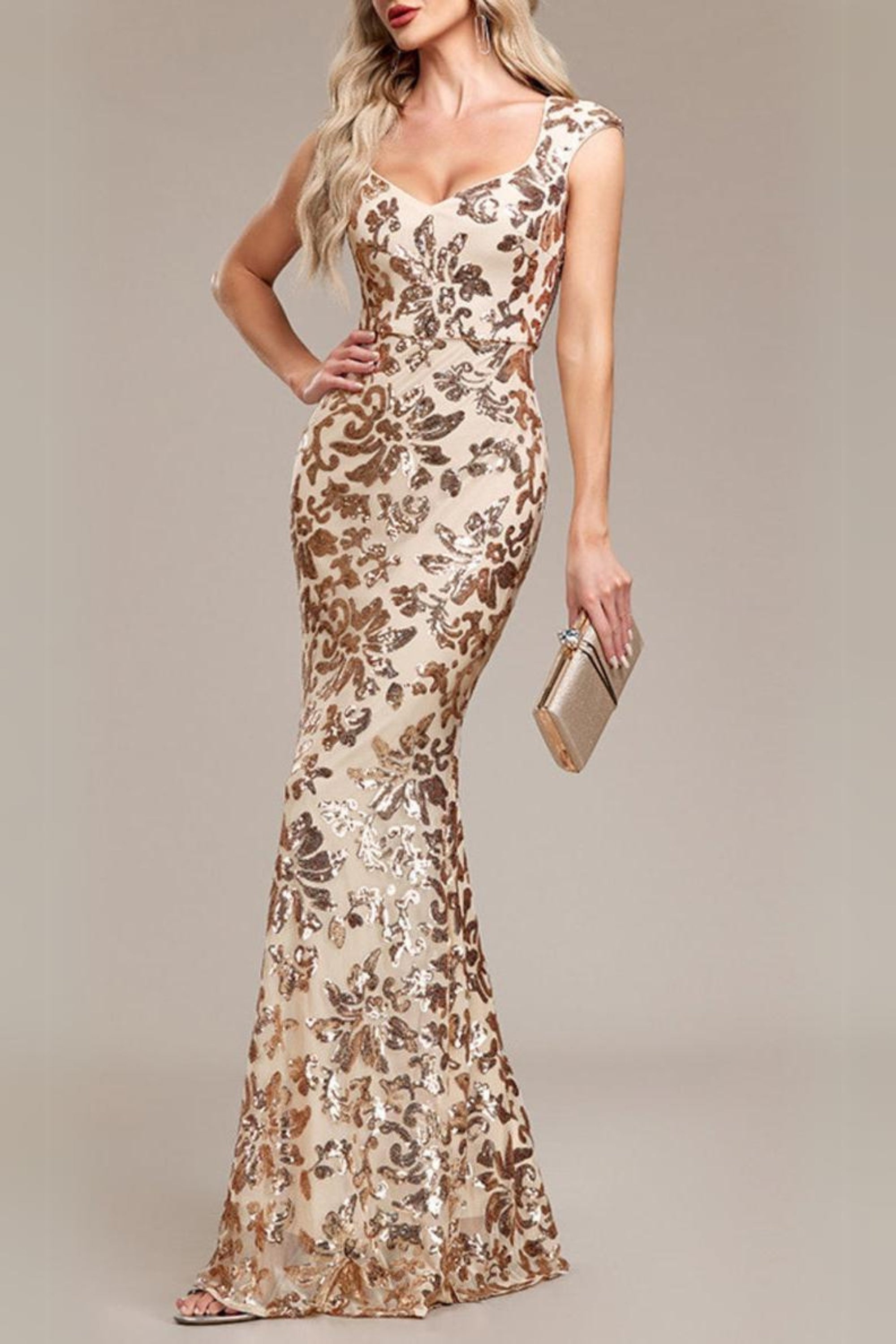 Flowering Girl Women Arzilla Sequin Gown In Gold