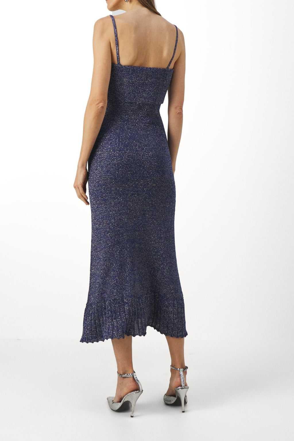 Flowering Girl Women Strappy Knit Maxi Dress In Blue