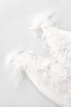 Flowering Girl Women Feather Bow Backless Midi Dresses In White