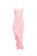 Flowering Girl Women Pink Suspender Lace Ruffle Dress
