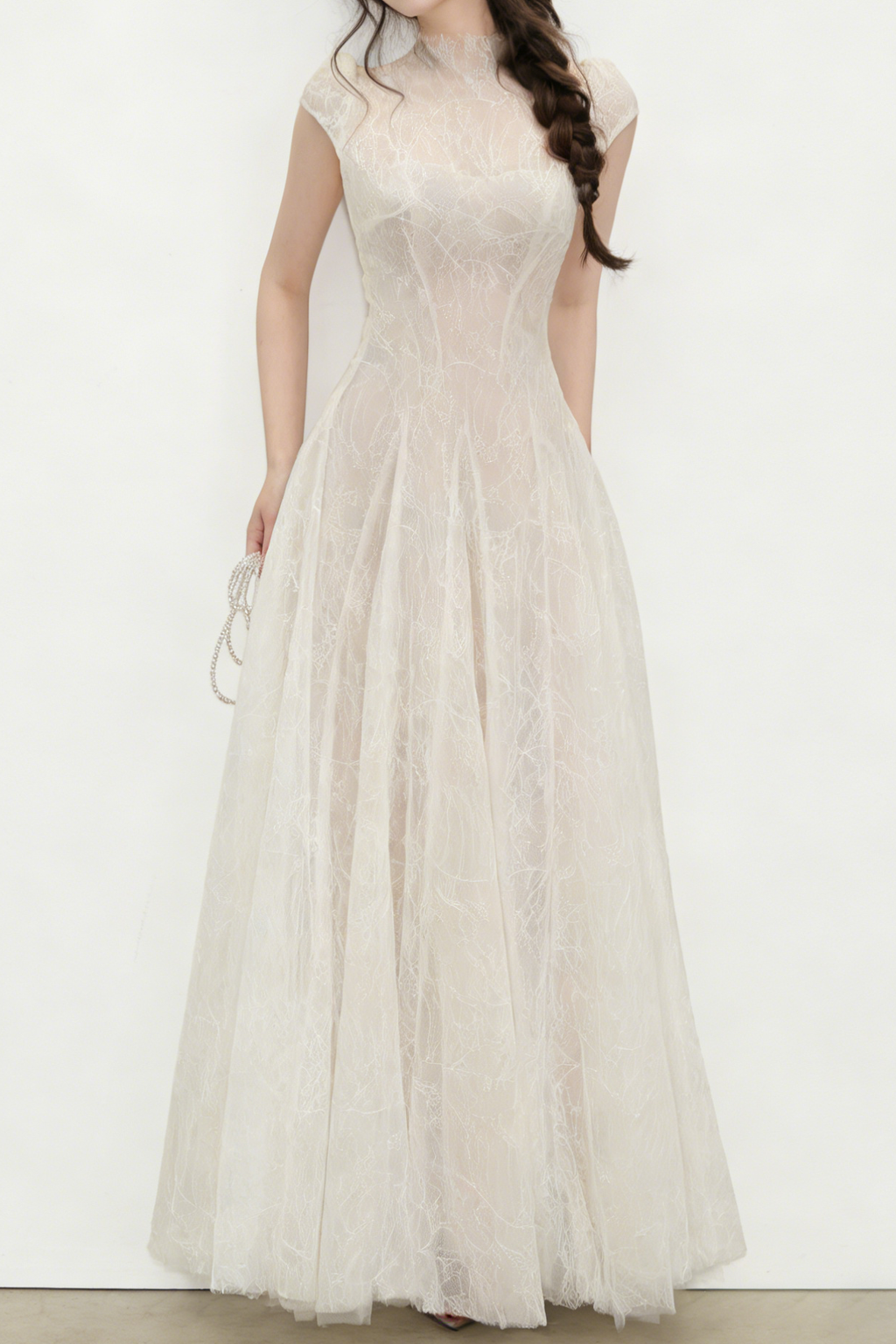 Lace Sequin A Line Midi Dress
