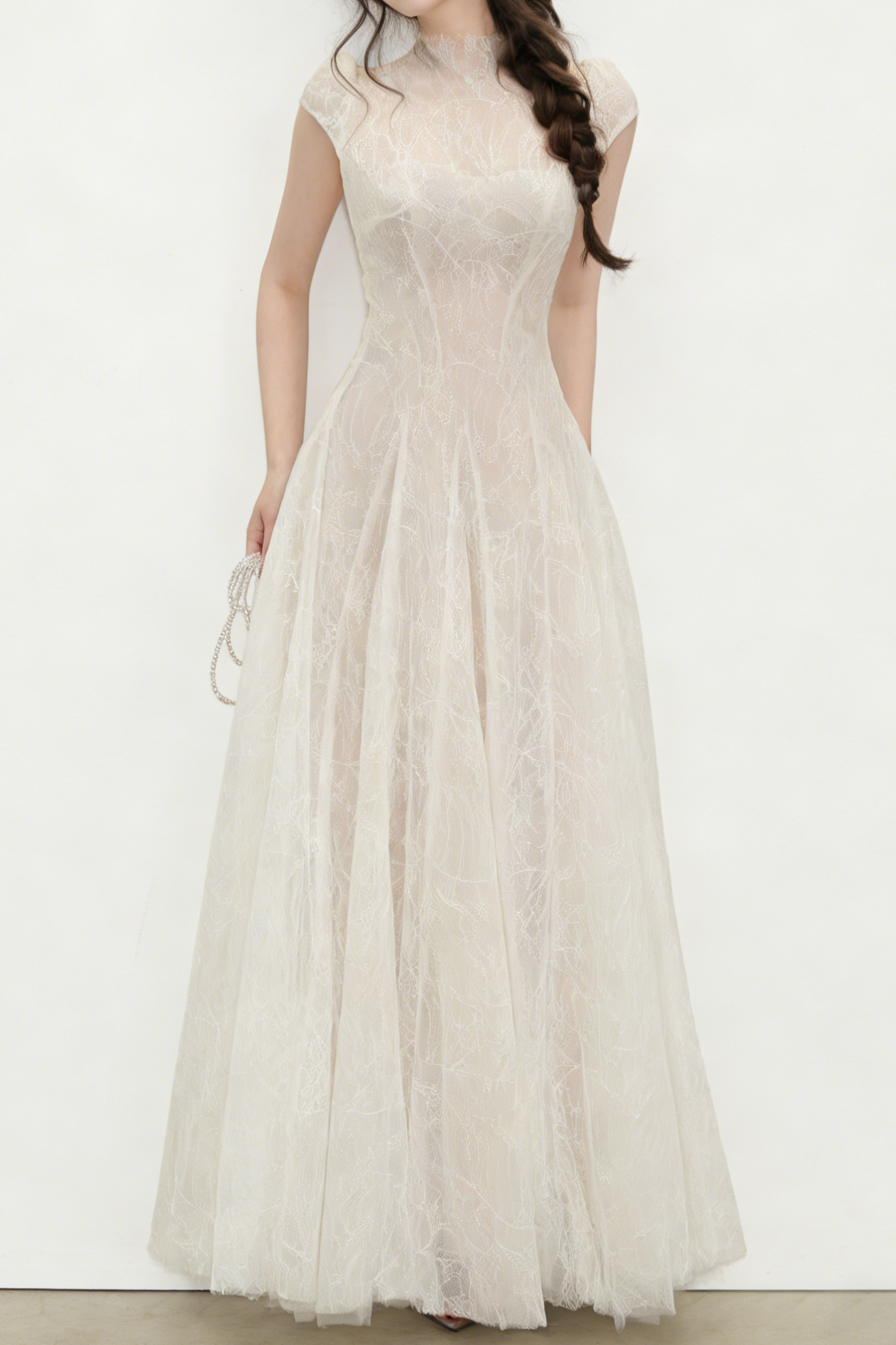 Lace Sequin A Line Midi Dress