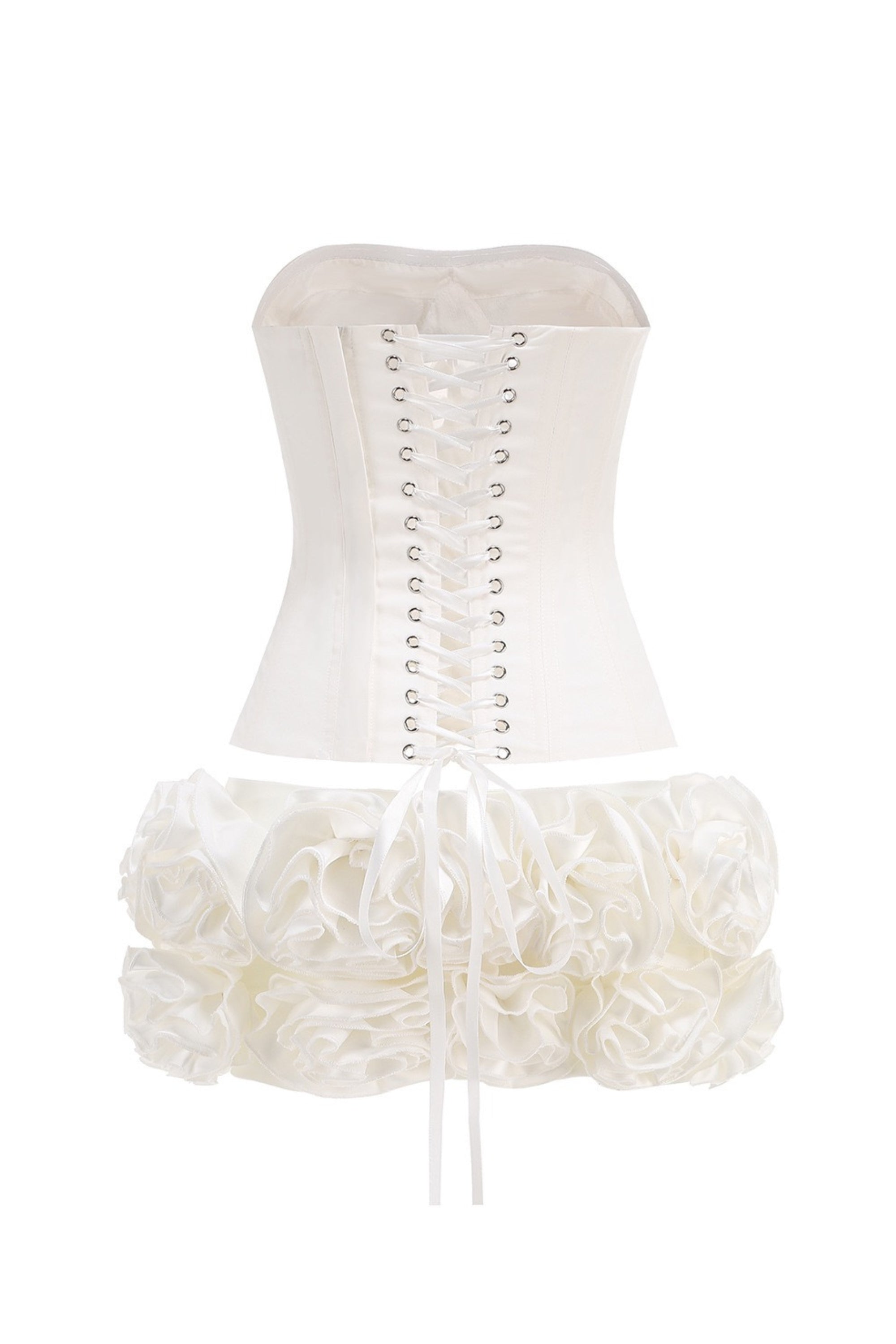 Flowering Girl Women Clegg White Corset Flower Two-Piece Set
