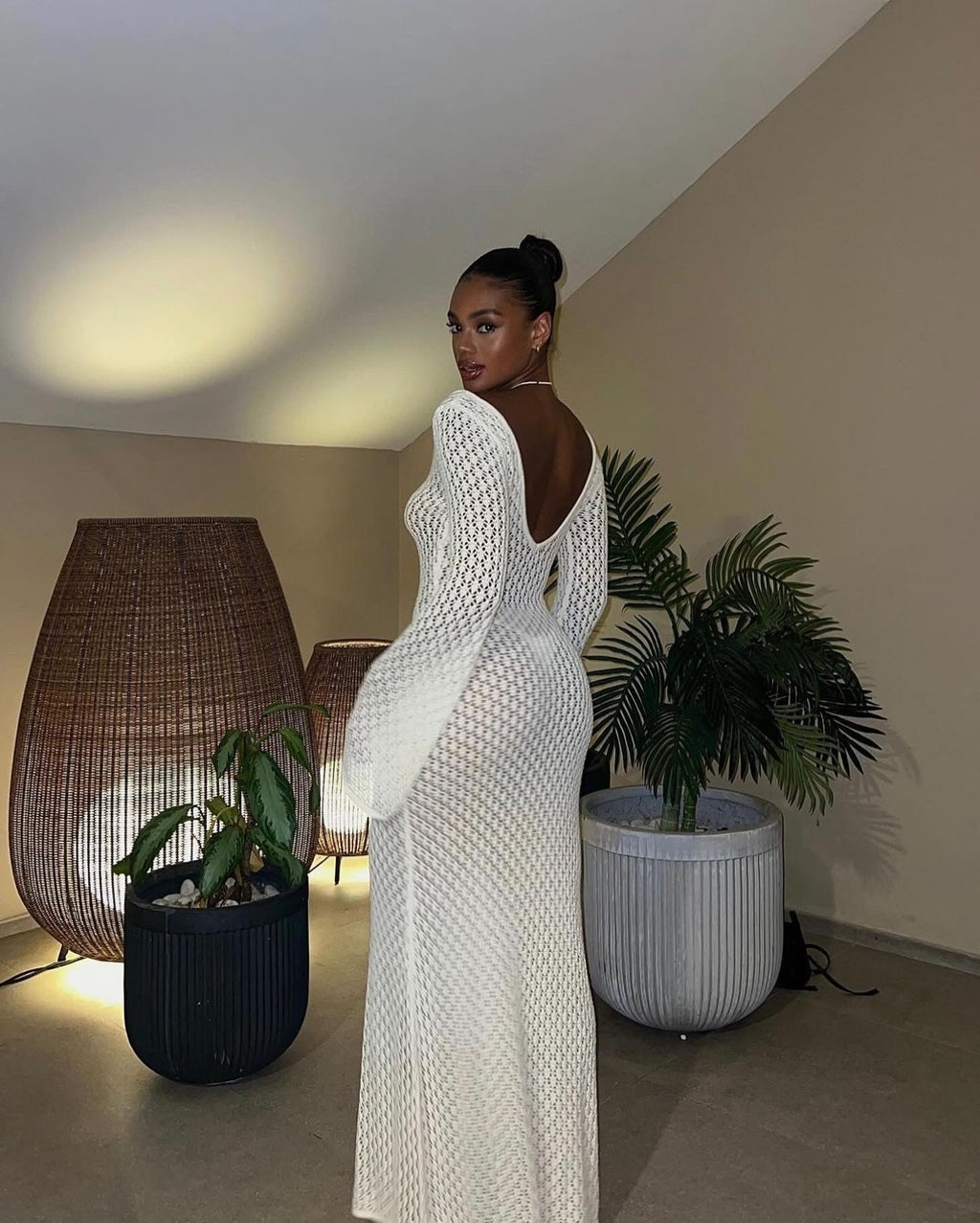 Flowering Girl Women Eyelet Knit Maxi Dress