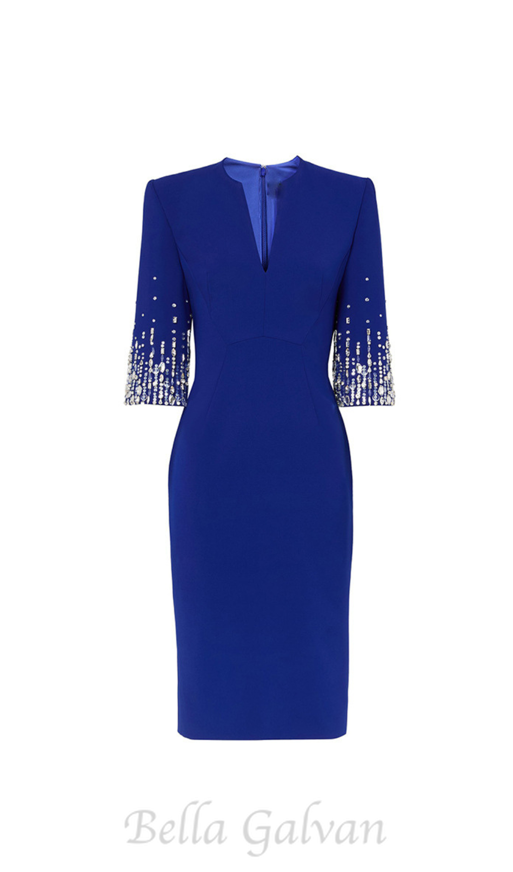 Flowering Girl Women biela v-neck crystal-embellished midi dress in blue