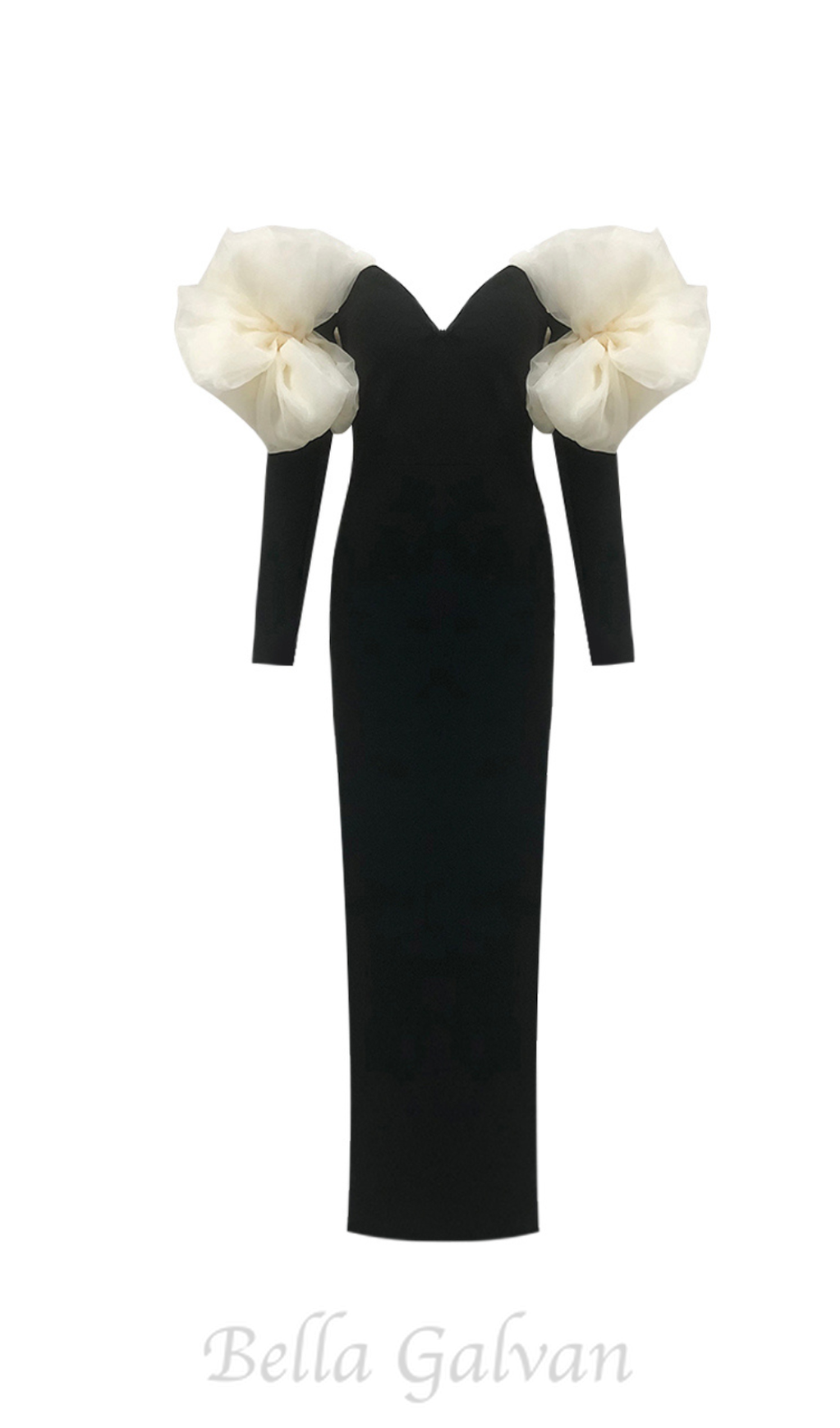 Flowering Girl Women bowknot floral-shape embellished maxi dress in black
