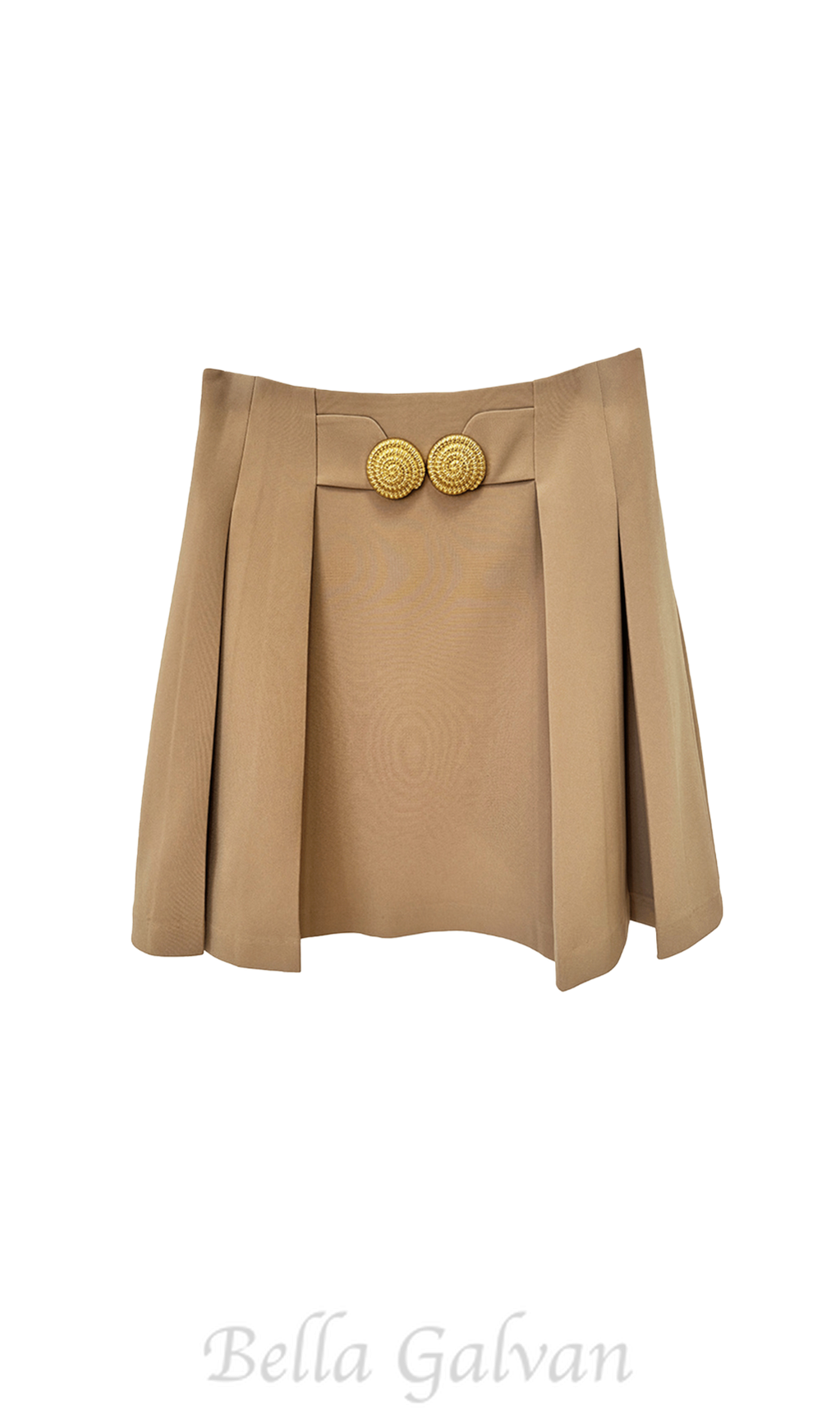 Flowering Girl Women Asina Gold Buttoned Mini Skirt in Khaki