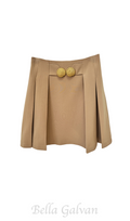 Flowering Girl Women Asina Gold Buttoned Mini Skirt in Khaki