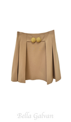 Flowering Girl Women Asina Gold Buttoned Mini Skirt in Khaki