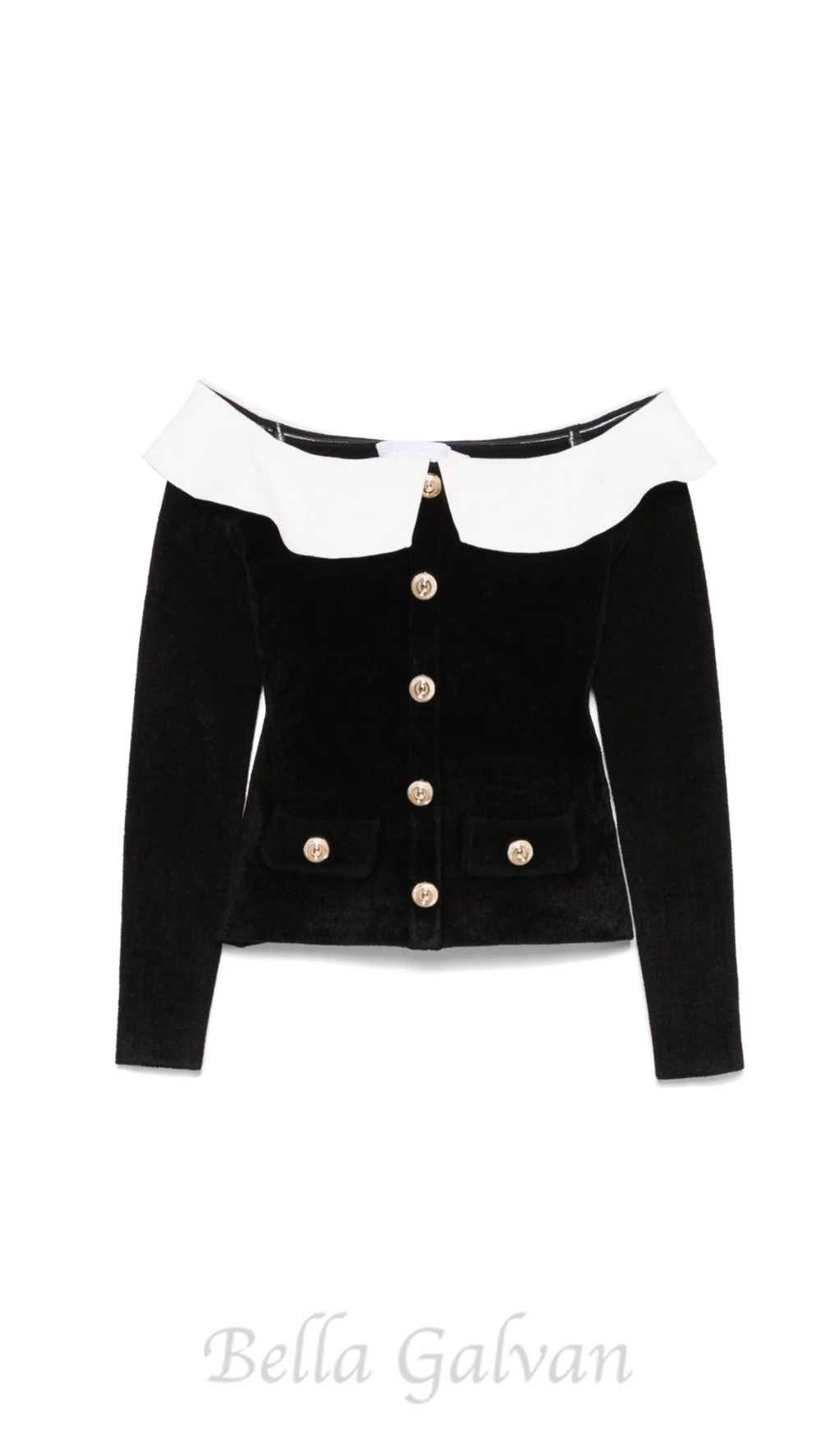Flowering Girl Women claire chenille knit off shoulder top in black