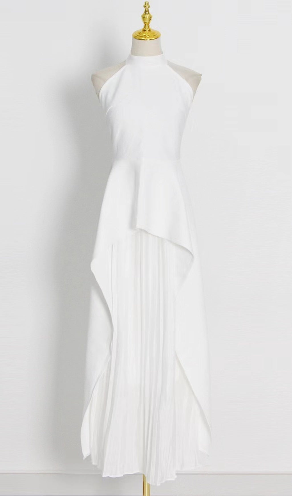 White Bandage Halter Irregular Maxi Dress