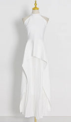 White Bandage Halter Irregular Maxi Dress
