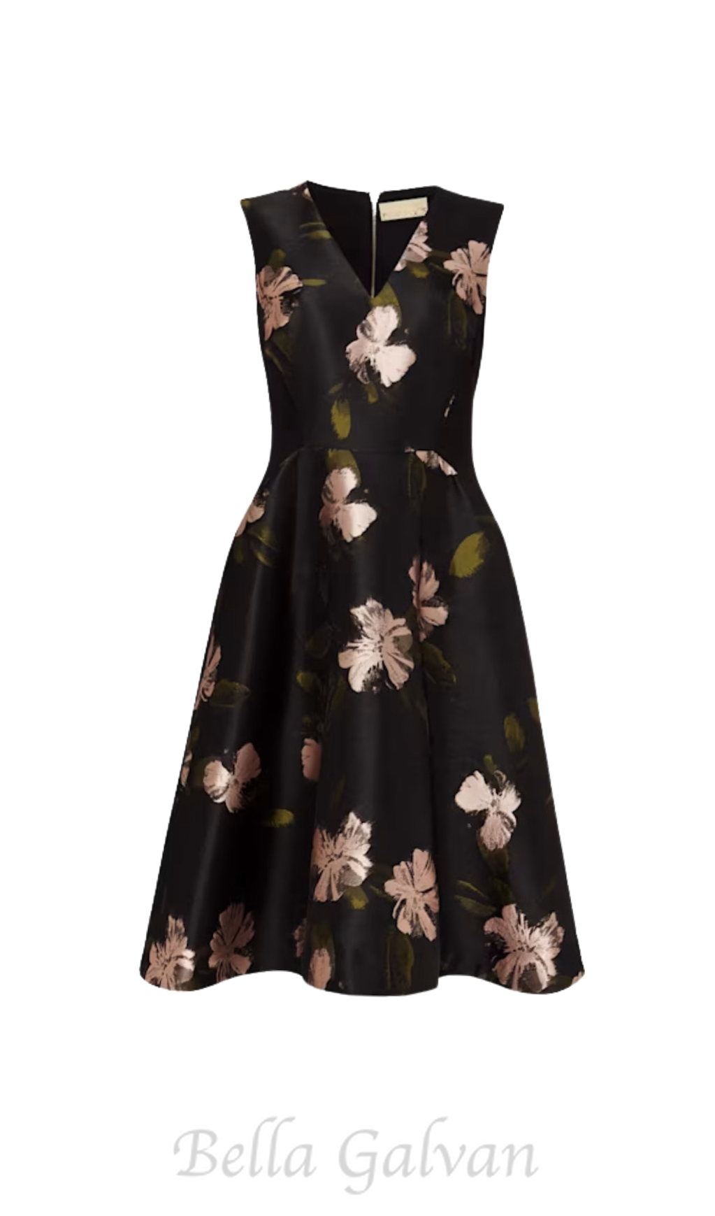 Flowering Girl Women floral jacquard midi dress in black