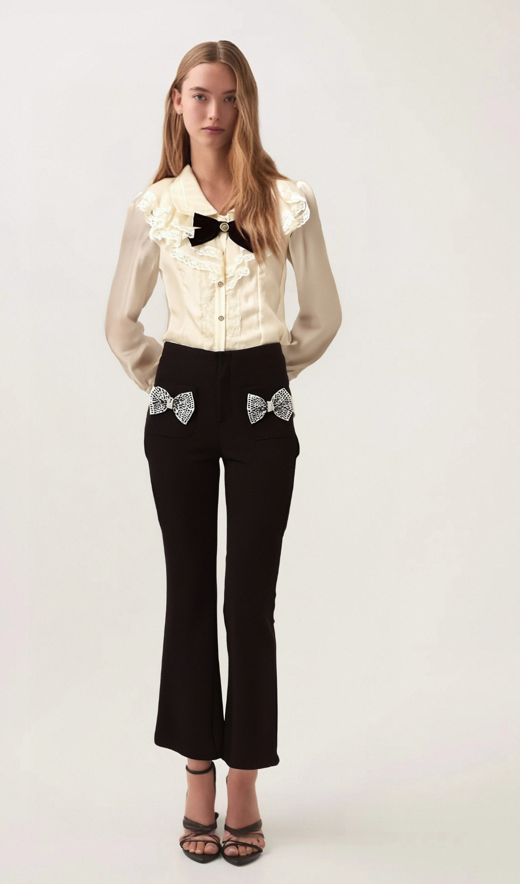 Flowering Girl Women Gelsomina bow-embellished flared trousers