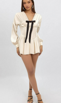 Flowering Girl Women Lina white bowknot glitter-detail mini dress