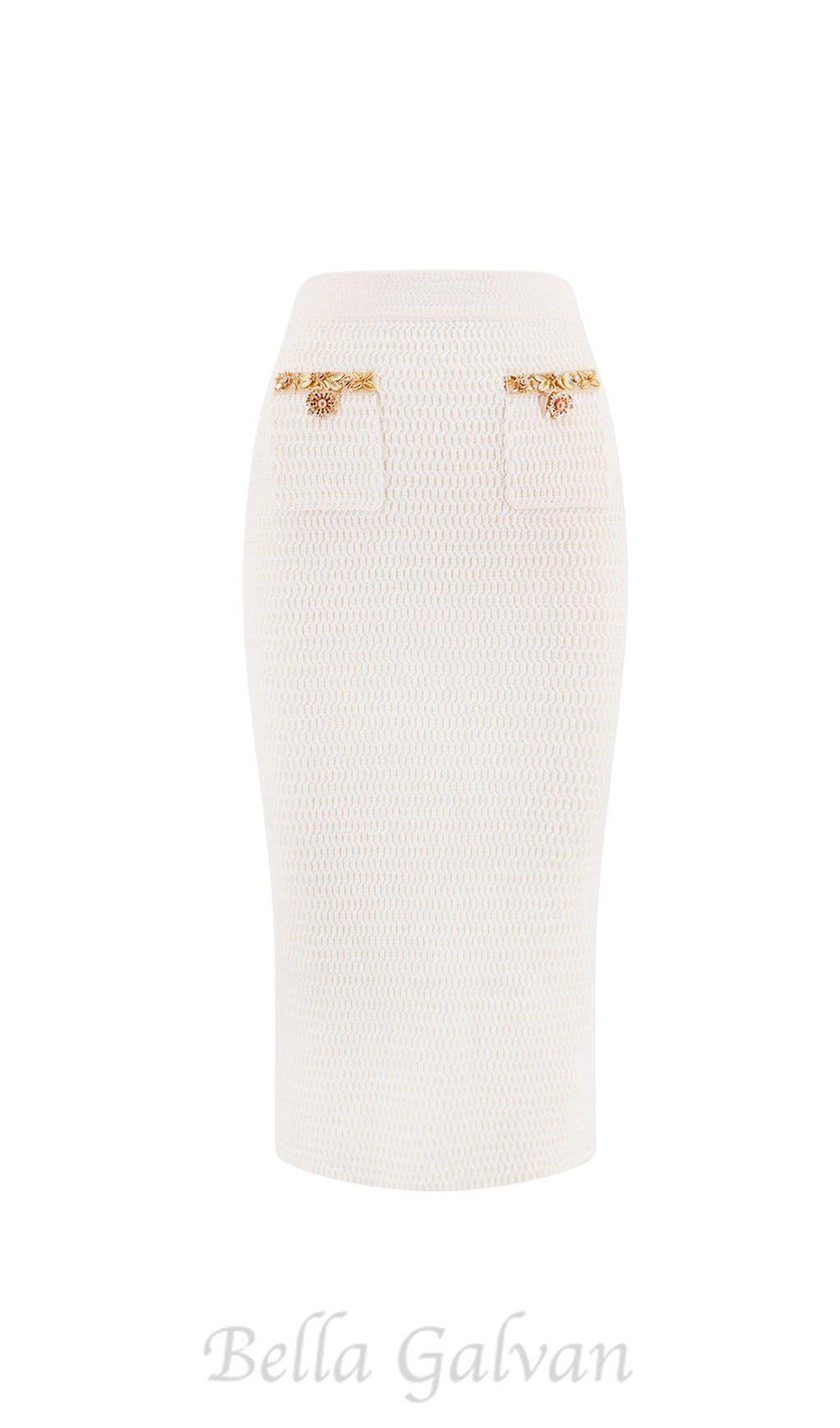 Flowering Girl Women cream lurex knit midi skirt