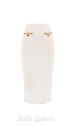Flowering Girl Women cream lurex knit midi skirt