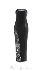 Flowering Girl Women Retha Faux Leather Lace Maxi Dress in black
