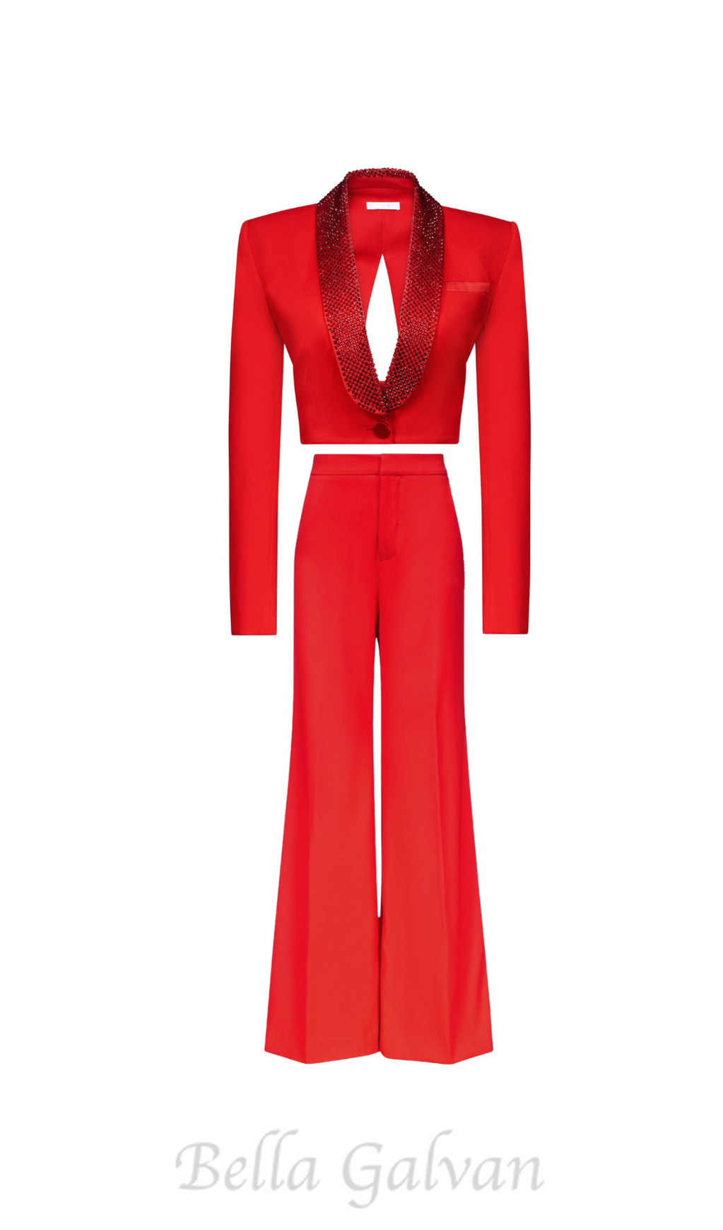 Flowering Girl Women crystal-embellished red cropped blazer set