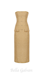 Flowering Girl Women Elborno Gold Embellished Strapless Midi Dress
